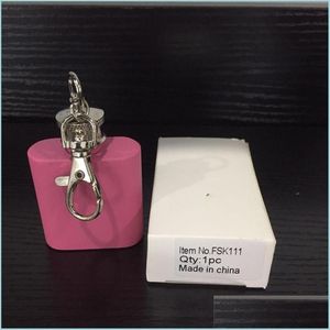 Flacons de hanche Couleur rose Portable 1oz Mini Flacon de hanche en acier inoxydable Flagon d'alcool avec accessoires de porte-clés C0761 Drop Delivery 2021 Dhcfa
