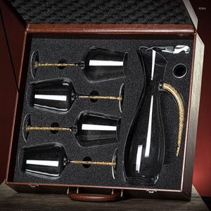 Flacons de hanche verre à vin, coffret de voyage, ensemble de gobelets en cristal créatifs haut de gamme, carafe de luxe, cadeau fait à la main pour garçons d'honneur