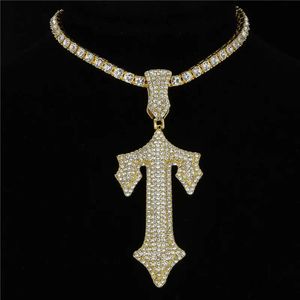 Hip Hop alliage pas cher glacé pavé diamant Trapstar jeu contrôleur pendentif collier pour hommes croix épée bijoux