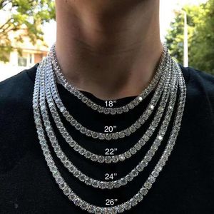 Hip Hop Bling Jewelry Mens Necklace Silver Gold Diamond Necklaces 3mm 4mm 5mm Iced Out Tennis Chain2615