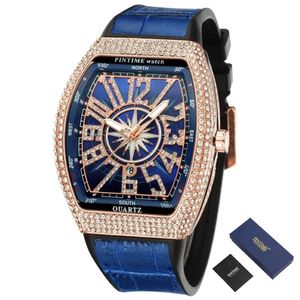 Hip Hop Diamond Watch Hombres Iced Out Gold Luxury Male Reloj Impermeable Deporte Militar Relojes para hombre Relogio Masculino Montre Homme Wr310q