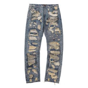 Hip Hop Hole Damage Straight Jeans Hommes Femmes Bonne Qualité Vintage High Street Casual Cowboy Pantalon T220803