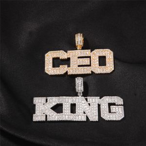 Hip Hop Iced Out CZ nombre personalizado Logo fuente letras colgantes collares piedra de circón pavimentada para hombres rapero DIY joyería Drop Ship