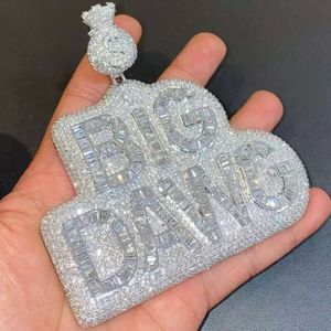Hip Hop Iced Out Name Custom Make Pass Diamond Tester VVS Baguette Moisanite Diamond Letter Pendant Collier Ensemble
