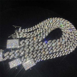Bijoux Hip Hop 6mm 8mm 10mm Iced Out Moissanite Cubain Bracelet 925 Sterling Silver Bling Diamond Mens Cuban Link Chain