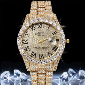 Hip Hop Luxury Quartz s es Iced Out Fashion AAA Cz Full Bling Diamond Watch para hombres Reloj masculino impermeable XFCS