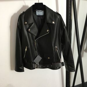 Vestes de moto Hip Hop à la mode, manteau de styliste à fermeture éclair, vêtements d'extérieur de luxe à col à revers, veste de marque en peau de mouton noire, vêtements d'extérieur