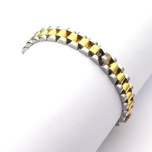 Hip hop rock hombres ancho 9 mm 20 cm pulsera de cadena diamante 17 cm Brazalete Femme boy Carta blanco negro Titanio Brazaletes de acero 18k Oro Rosa Plata Amor Pulseras para mujeres hombres