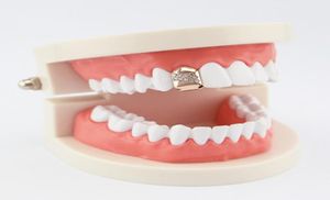 hip hop simple dent grillz diamants inclinables rappeurs plaqués or véritable grilles dentaires musique cool bijoux de corps or argent or rose g8294562