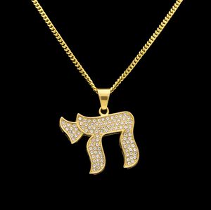 Hip Hop Acero inoxidable CHAI Símbolos judíos Colgantes exagerados Collares Cadena chapada en oro de lujo Joyería Accesorios para mujeres Collar