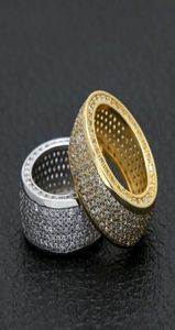 Anillos de circonio cúbico de acero inoxidable de hip hop helado de alta calidad Micro Pave CZ anillo mujeres hombres anillo de dedo chapado en oro y plata 6461163