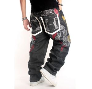 Hip Hop Street Dance Jeans Tide Man Plus Fertilizer Boa bordado boa bordado suelto holgazanería