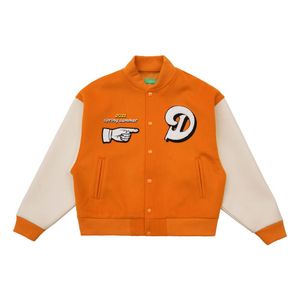 Hip Hop Varsity Jacket Men Letter Bordado Bordado Bloque de color Colegio para mujeres Harajuku Street Baseball Coats Unisex Orange 1 FKEP