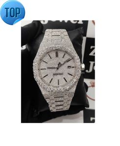 Hiphop grand visage 41 MM hommes montre glacée de haute qualité luxe or argent Original Hip Hop hommes Moissanite diamant montre-bracelet