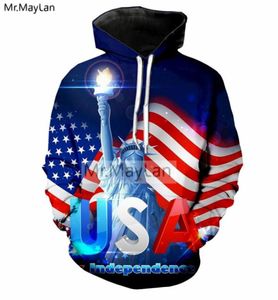 Hipster 3D Print Flag American Flag USA Statue of Liberty Jacket Menwomen Moda Moda Hoodies Boys Streetwear Ropa Big Size9211359