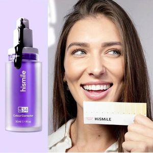 Hismile v34 dentifrice violet blanchissante de dents de blanchiment Correcteur nettoie la cavité orale Gardez une réduction rafraîchissante des taches jaunes