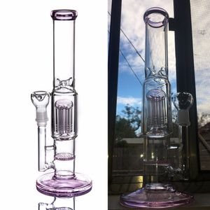 Honeycomb Perc Verre Bongs Bras Arbre Percolateur Narguilé Barboteur Tube Droit Tuyau D'eau Dab Rigs avec 14mm 18mm Joint Fumer Cendrier Catcher