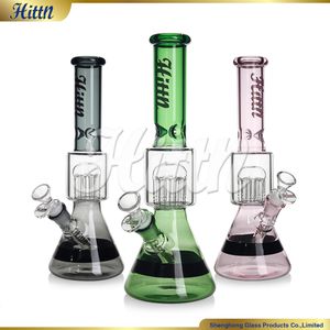 Hittn Glass Water Pipe Beaker Bong 8 Tree Arms Percolateur Bong Color Glass Bong 12,5 '' 5 mm de tuyau en verre soufflé à la main de 5 mm d'épaisseur avec joint de 14 mm 2024 Nouveau vert vert noir