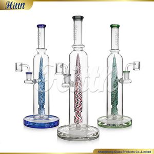 Hittn Dab Rig Glass Bong Wip Tip Tube Rectivo Rocket de color americano Perc de 5 mm de espesor Glass Glass Bong Bong de 14 mm Accesorios de banger de cuarzo 12.8 ''