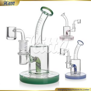 Hittn Dab Rig Glass Bong American Color Blown 420 Glass Water Tipe Wipe 7.2 pulgadas de aceite portátil con 14 mm Banger Green Blue rosa