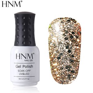 HNM 8ML Diamant UV LAMPE À LED Gel À Ongles Bling Paillettes Peinture Gellak Tremper Semi Permanent Laque Chanceux Émail Gel Vernis À Ongles