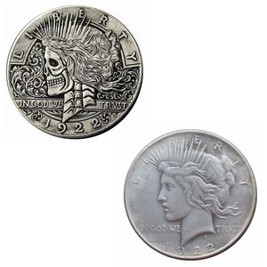 Hobo – pièces de monnaie américaines, Dollar de la paix, crâne sculpté à la main, squelette de Zombie, pièces de copie, artisanat en métal, cadeaux spéciaux #0042