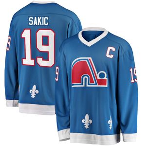 Chandails de hockey Joe Sakic 19 Jersey Québec Nordiques Bleu Blanc Équipes Couleur Taille M-XXXL Cousu Hommes