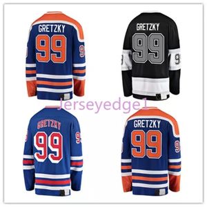 Jerseys de hockey Wayne Gretzky 99 Jersey Blue Black 4 Équipes Taille de couleur M-xxxl Men de cousue