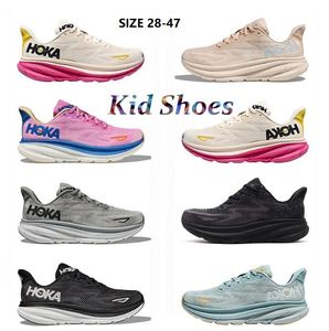 Hoka One One Clifton 9 Chaussures de course Chaussures de course Baskets pour tout-petits Hokas Hommes Femmes Triple Noir Blanc Cyclamen Sweet Lilac Shifting Sand Garçons Filles Baskets Taille 28-47