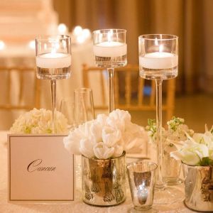 Bollants 3pcs / ensemble Simple Glass Boldlersers Romantic Wedding Decors Gobblet Candle Ban Colgard Coup de fête Party Room Home
