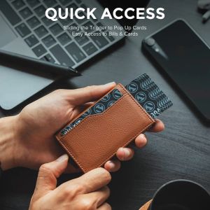 Holders Business Casual Great Leather RFID Blocking Auto Pop Up Wallet Carte Bill Carte Card Solder Double ID Window Window Credit Card Carte