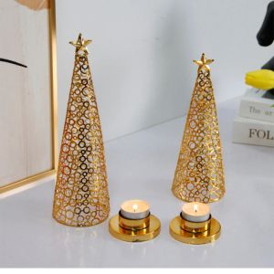 Holders Holiday Holidal Metal Christmas Tree Candlestick Candle Coup de style inscrip