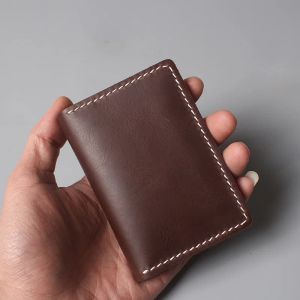 Holders Designer Minimaliste authentique support de carte en cuir ID Carte de crédit Carte de bus Portefeuille Handmade Card Card