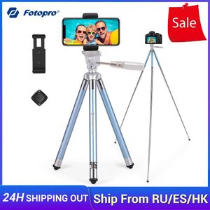 Holders Fotopro Phone Camera Tripod Stand 40 pouces Trépieds de voyage légers pour 13pro Max / 12 Pro Max Samsung S21 GoPro Tiktok YouTube