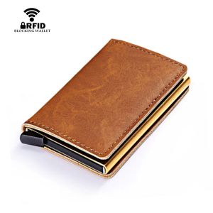 Holders Vente chaude RFID Protection de carte de carte en cuir masculin Card de carte Mini portefeuille RFID Blocking Aluminium ID Carte de crédit Carte de carte pour l'homme