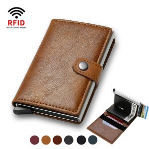 Holders Carte de crédit en fibre de carbone RFID Small Smart Wallet Credit Cartes pour homme Metal Card Holder Femme Femme Ministaliste Wallet Walit