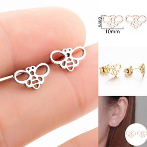 Évider Animal abeille oreille goujons alliage couleur argent cadeau de noël mignon animaux bijoux cuivre belle boucles d'oreilles