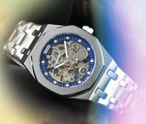 Hollw Skeleton Dila Big Mens Watches 43 mm Solid Fine Staintess Steel Mouvement mécanic