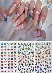 Pegatinas holográficas 3D para uñas, pegatina de mariposa para decoración de uñas, diseños acrílicos de mariposas, herramienta de decoración de manicura 4605690