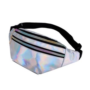 Holographique Fanny Pack Hologramme Taille Sac Laser PU Plage Voyageur Banane Hip Bum Zip Ceintures Femmes Ceinture Sac pour Filles anti-vol en plein air sac de taille