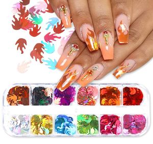 Holographique Feu Été Nail Art Décoration Autocollant Papillon Cercle Flocons 3D Étincelant Ongles Paillettes DIY Manucure Sets2441300