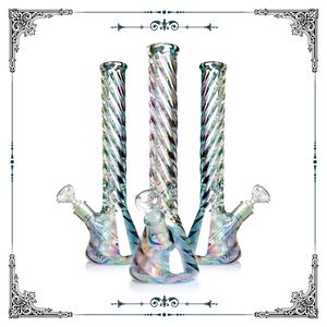 Bong de cristal holográfico del arco iris Tubos de agua de cristal pesados gruesos de 5 mm Jarrón de cristal de la cachimba Shisha Pipa para fumar Vaso con receptor de HIELO