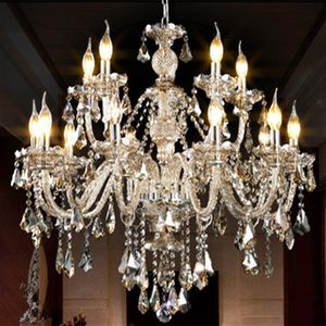 Accueil Antique Led Cognac cristal lustre E14 ampoule led bougeoir pendentif lumières grand luxe el villa led lampe changeante la213L