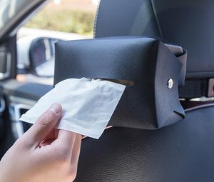 Caja de pañuelos de coche para el hogar, funda con Clip, funda para asiento trasero de cuero PU, accesorios para automóvil, herramienta de almacenamiento