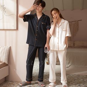 Ropa para el hogar Ropa de dormir de algodón lindo para mujeres Hombres Conjuntos de pijamas Pantalones cortos Manga TopTrousers Traje Pijamas Ropa para el hogar Amantes Ropa de dormir de dibujos animados 221202