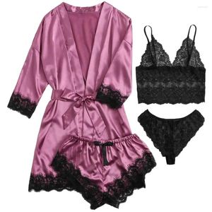 Accueil Vêtements Pyjamas Vêtements de nuit Vacances Lingerie Vêtements de nuit Aucune élasticité Polyester Robe Satin Sexy Soie Dormir Femme