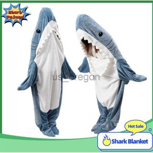 Ropa para el hogar Manta de tiburón Sudadera con capucha Mujer Kigurumi para hombres con mangas Wearable Soft Shark Onesie Saco de dormir Shark Pajama L112223