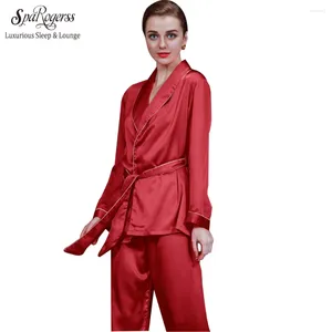 Ropa casera Sparogerss Women Pajama Set 2024 Fashion Fashion Satin Faux Silk Lady Pants Bath Lounge 2 piezas Traje de sueño WP001