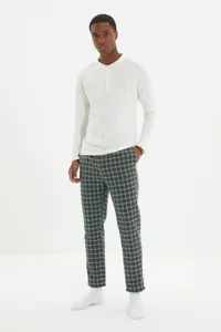 Vêtements à domicile Trendyol Fit Rangital Fit Bottom Plaid Top Top Single Jersey Tricoted Pajamas Set TMNAW22PT1033