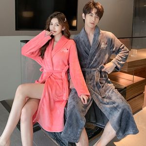 home clothing Women Robe Coral Fleece Sleepwear Winter Thicken Kimono Bathrobe Gown Soft Couple Flannel Nightwear Men Home Clothes 221202
